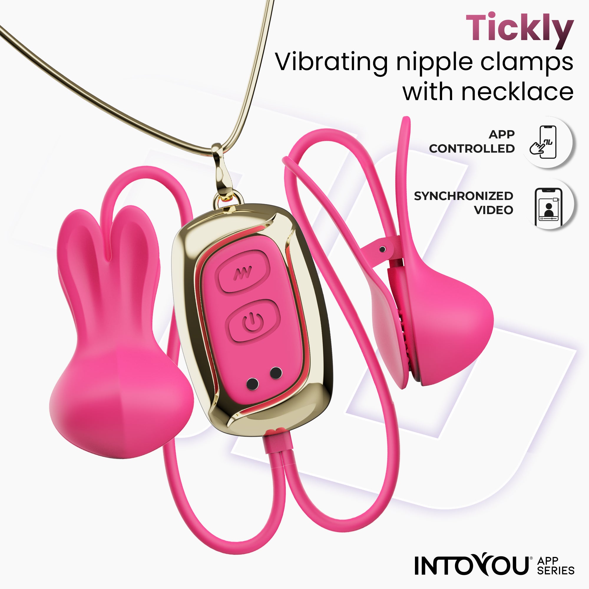 INTOYOU APP SERIES Tickly Vibrating Nipple Clamps with App Control and Collar