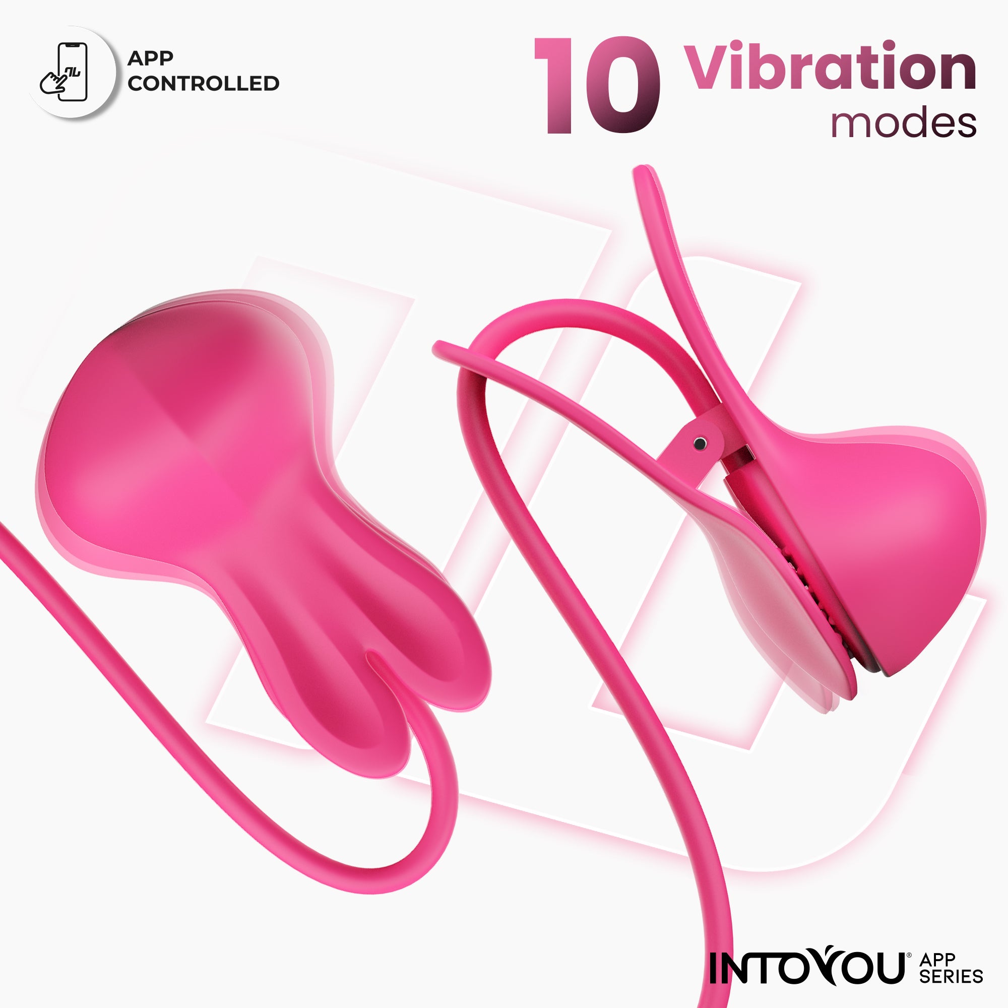 INTOYOU APP SERIES Tickly Vibrating Nipple Clamps with App Control and Collar