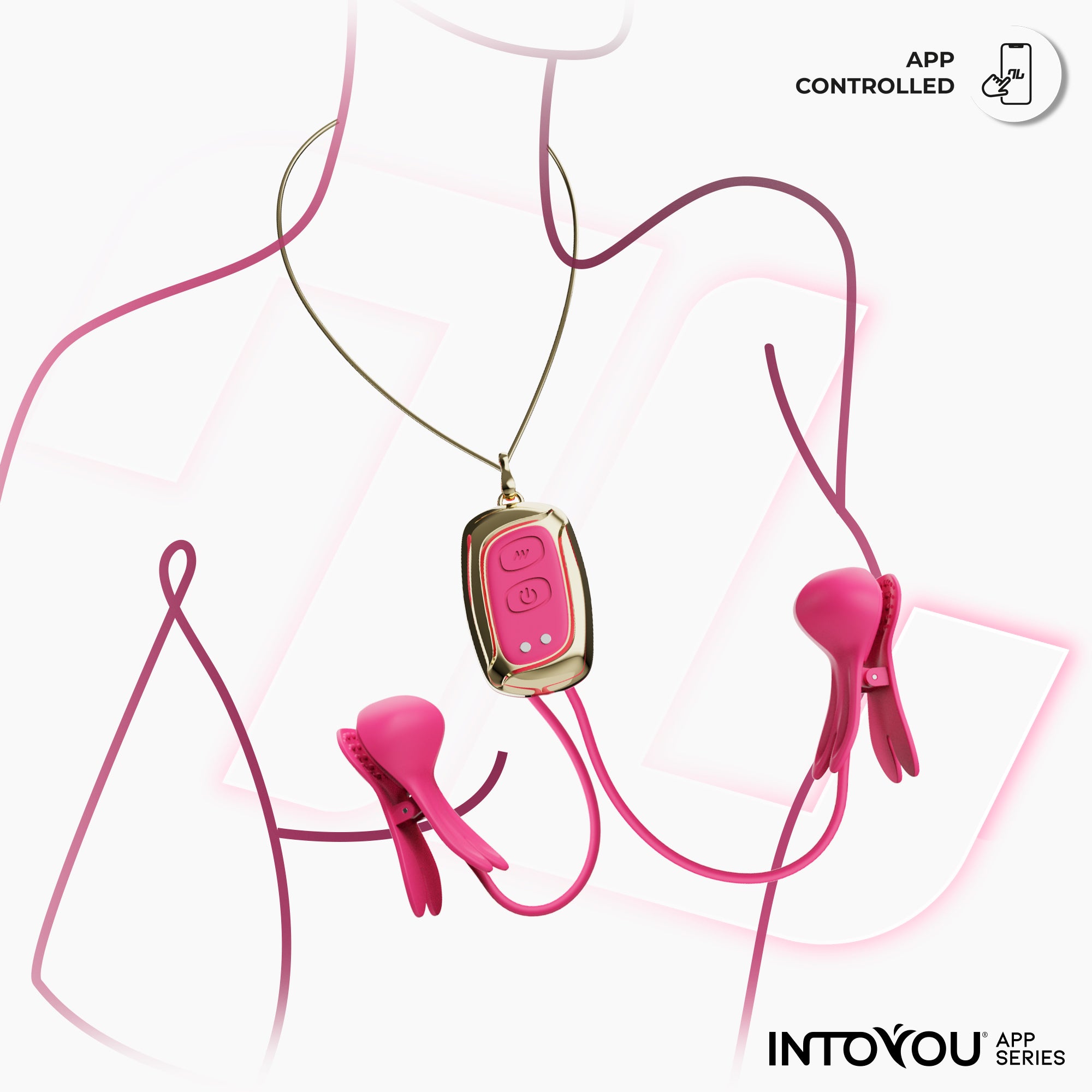INTOYOU APP SERIES Tickly Vibrating Nipple Clamps with App Control and Collar