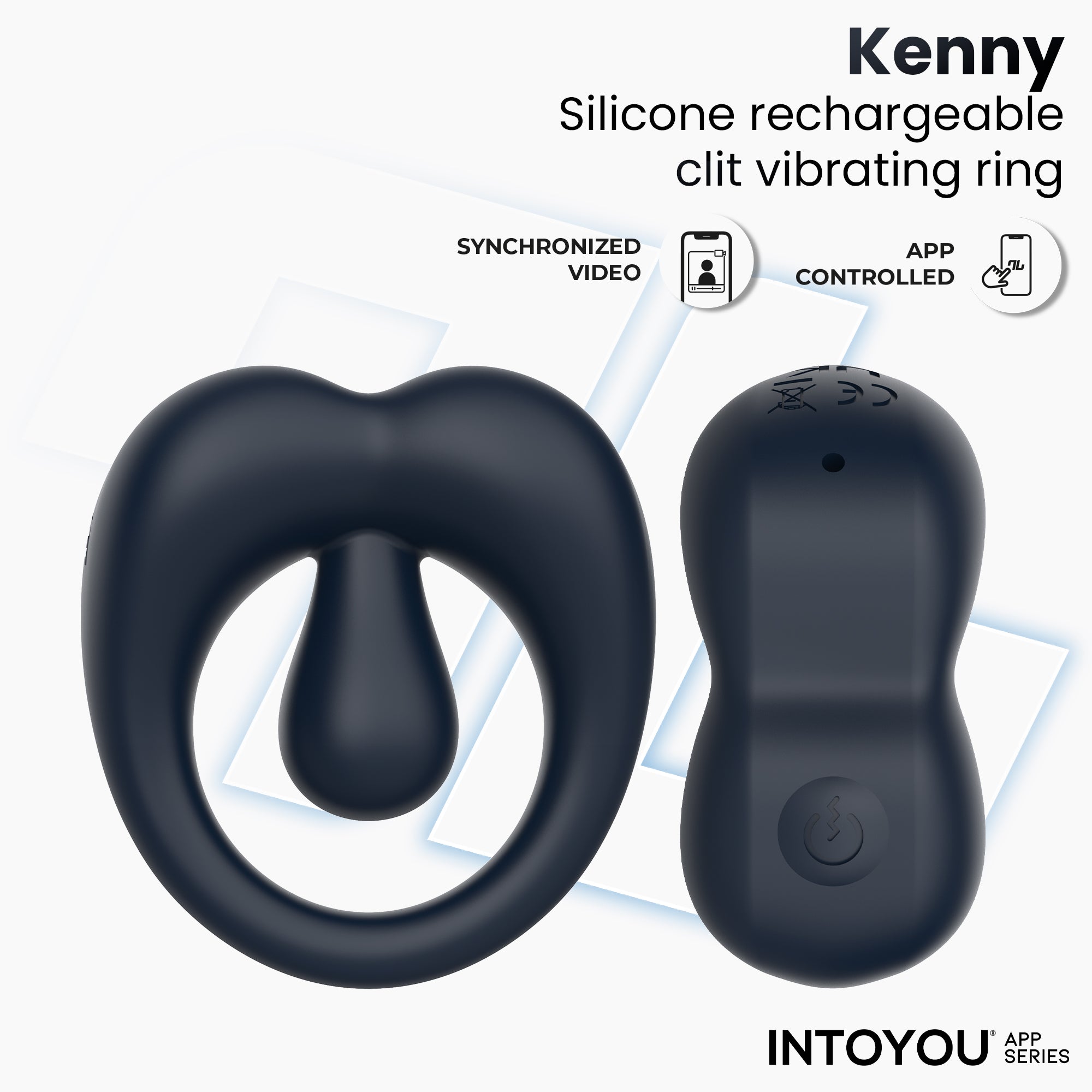 Kenny Anillo Vibrador con Estimulador de Clítoris y APP Azul Oscuro