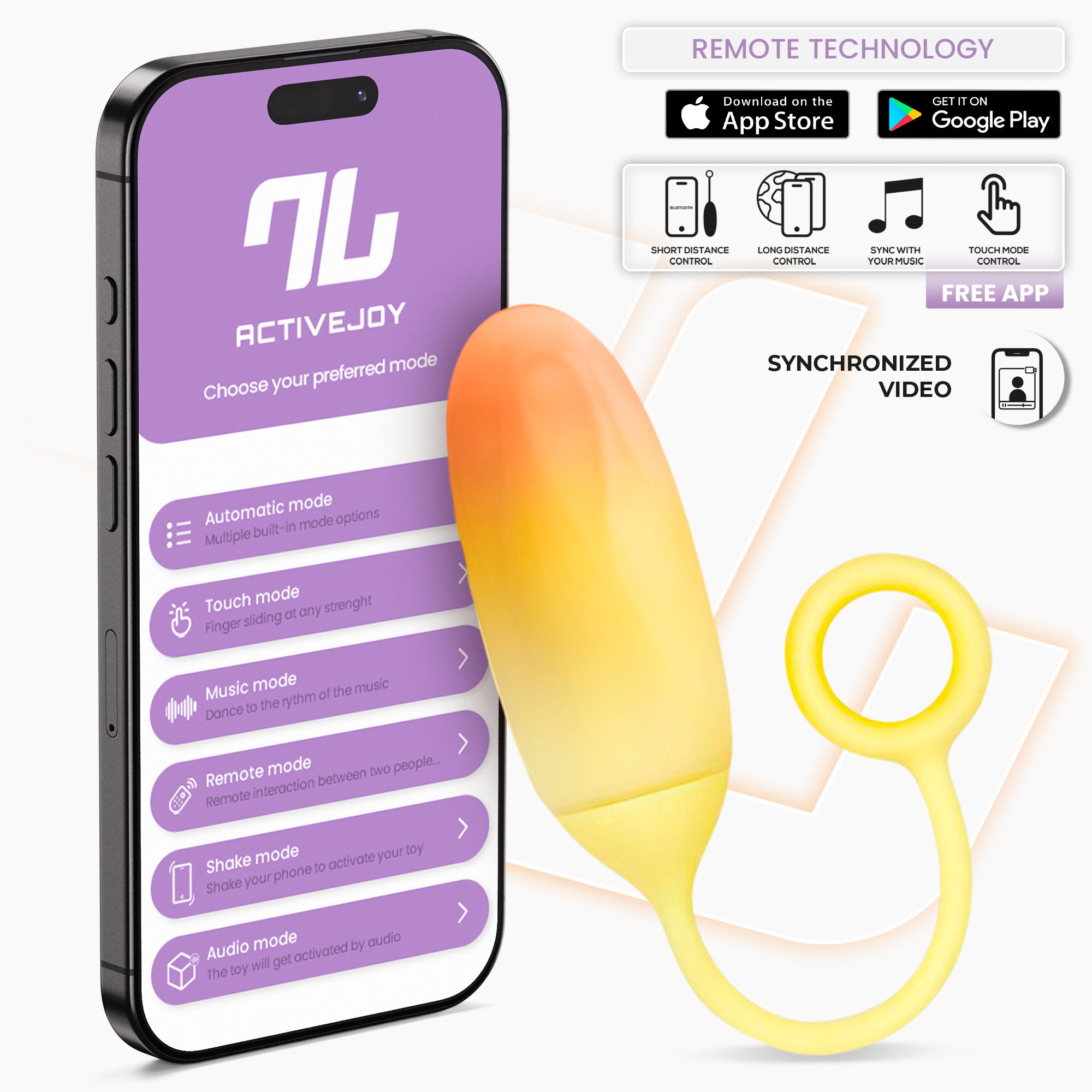 INTOYOU APP SERIES Huevo Silicona Doble Capa con APP Amarillo/Naranja