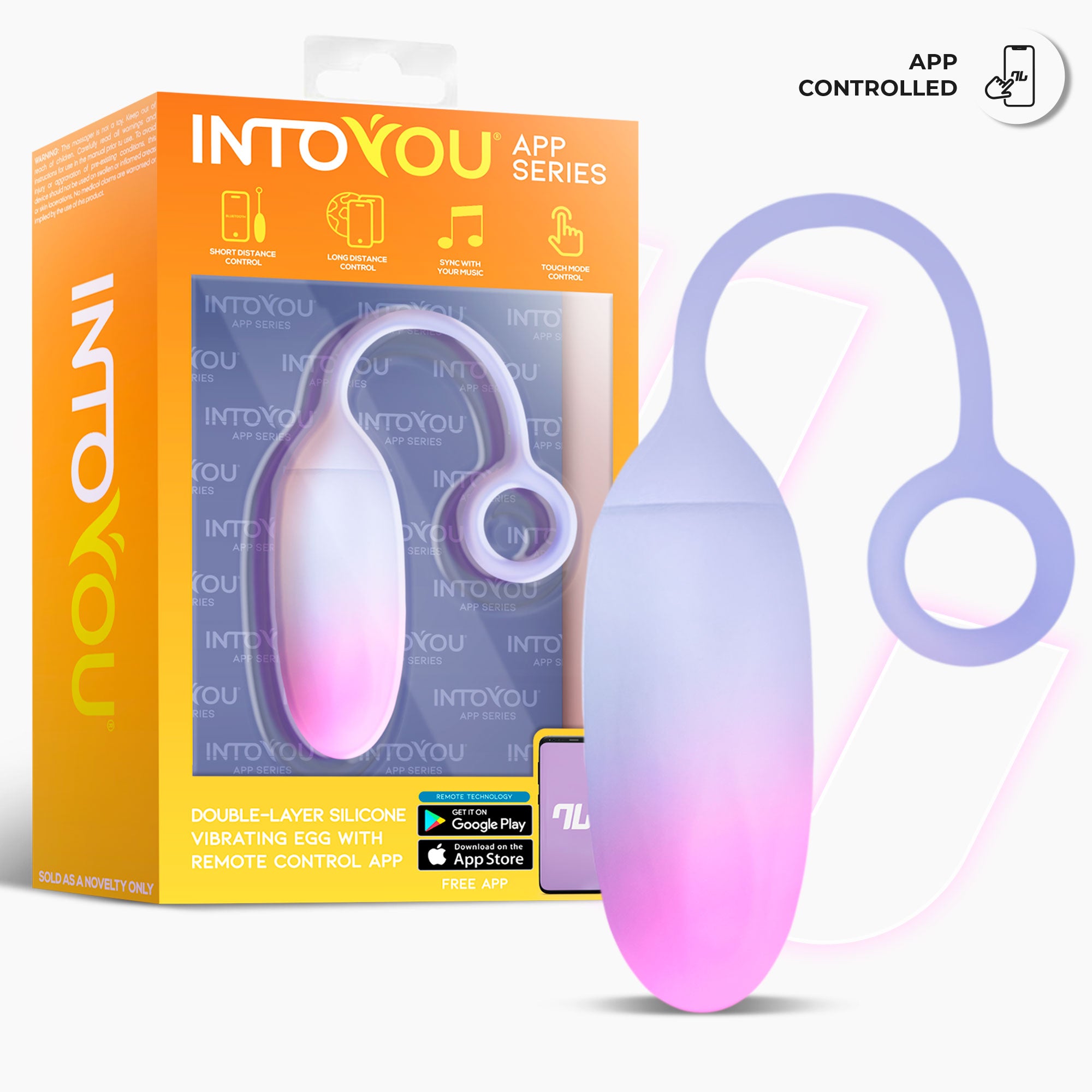 INTOYOU APP SERIES Huevo Silicona Doble Capa con APP Rosa/Azul