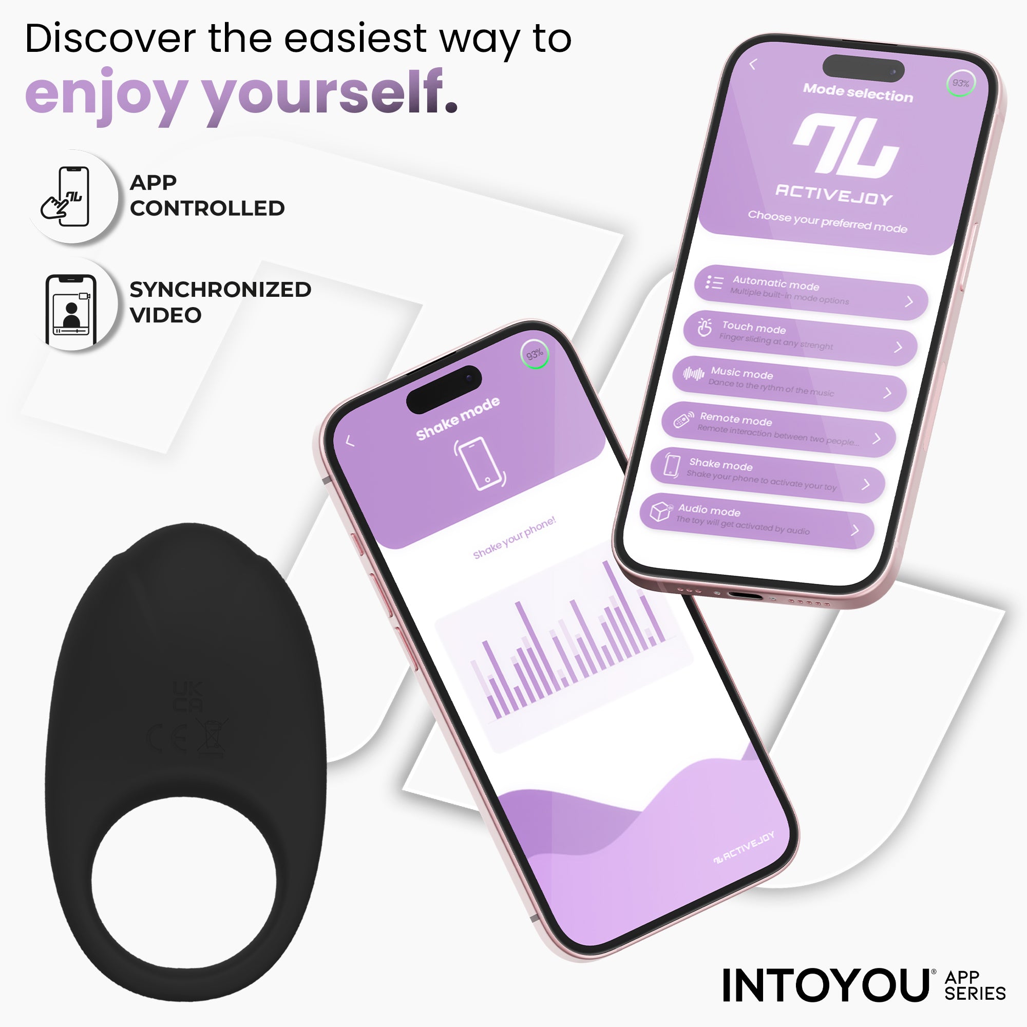 Ringo Anillo Vibrador con APP Unibody Negro