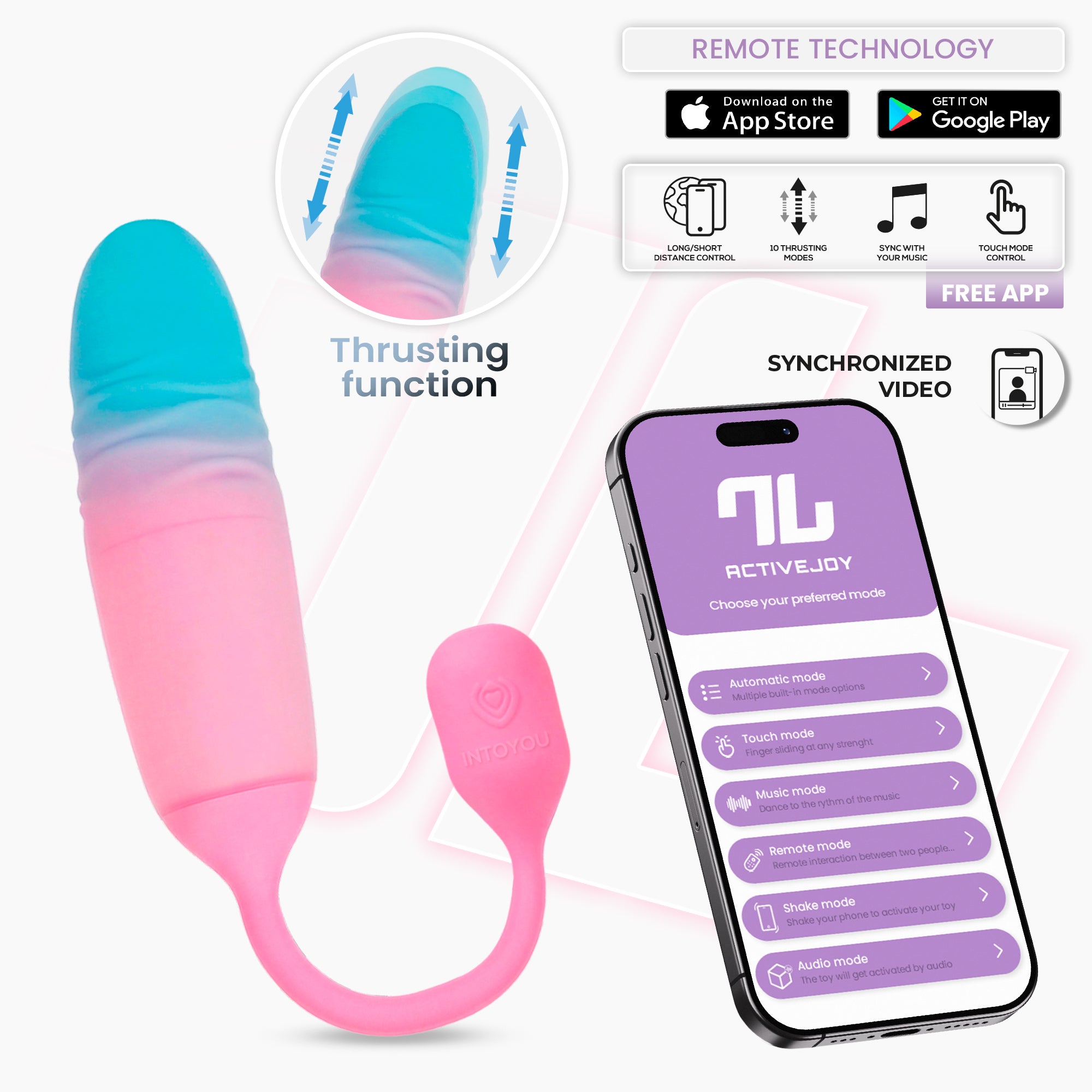 INTOYOU APP SERIES NexEgg Motion Huevo Vibrador con Thrusting App Naranja/Rosa