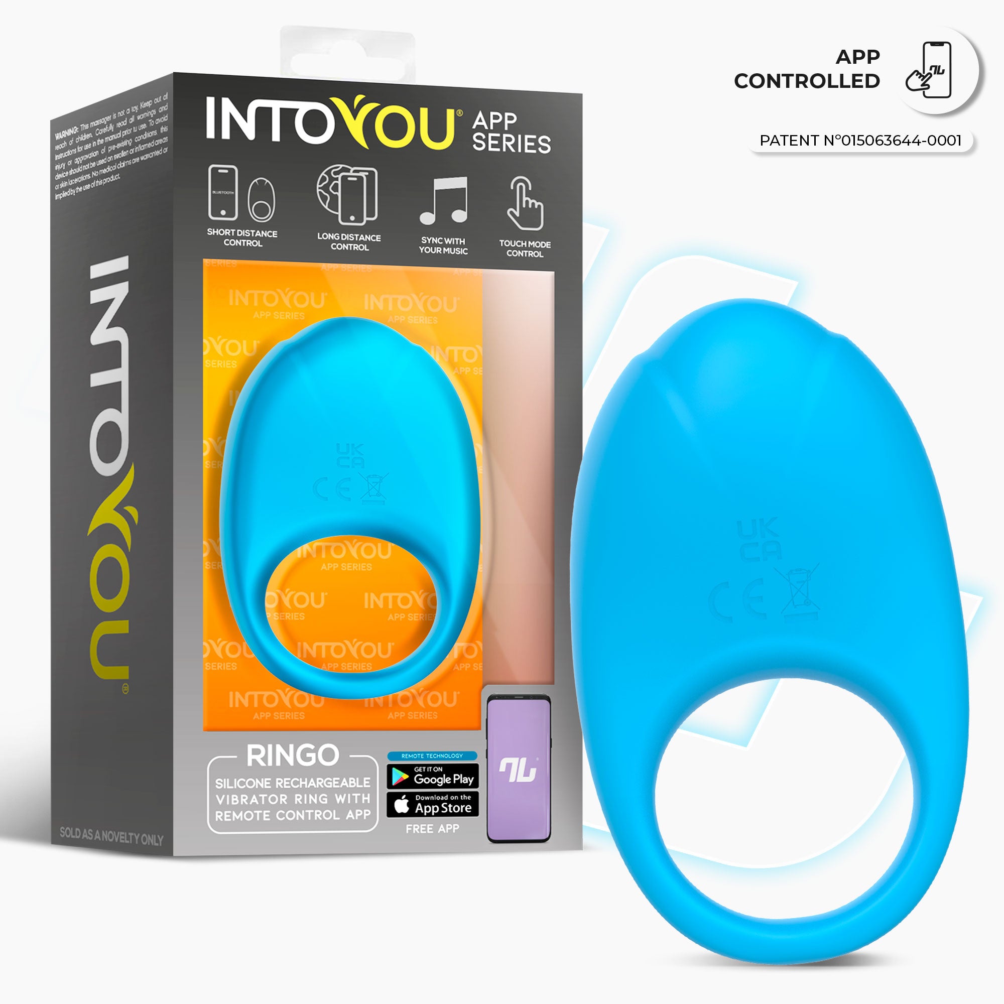 INTOYOU APP SERIES Ringo Anillo Vibrador con APP Unibody Azul