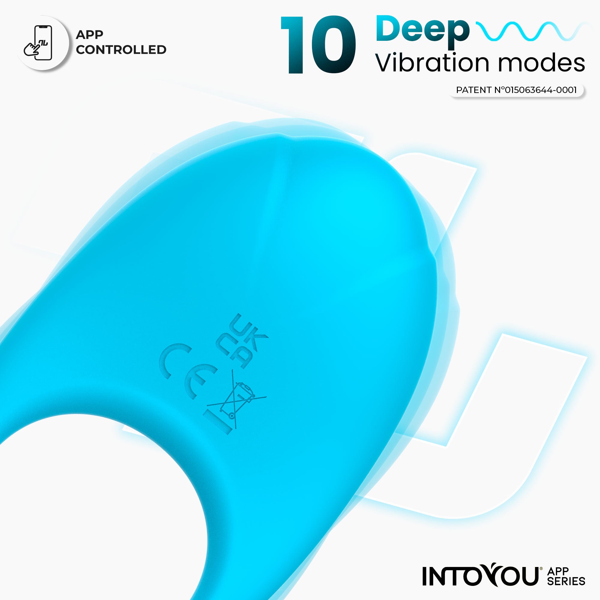 INTOYOU APP SERIES Ringo Anillo Vibrador con APP Unibody Azul