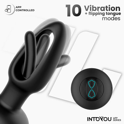 Série d'applications INTOYOU : Plug anal Zack avec languette pivotante et vibration via application.