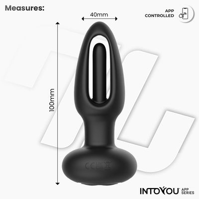 Série d'applications INTOYOU : Plug anal Zack avec languette pivotante et vibration via application.
