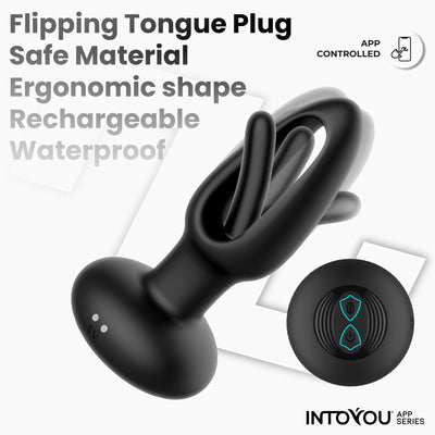 Série d'applications INTOYOU : Plug anal Zack avec languette pivotante et vibration via application.