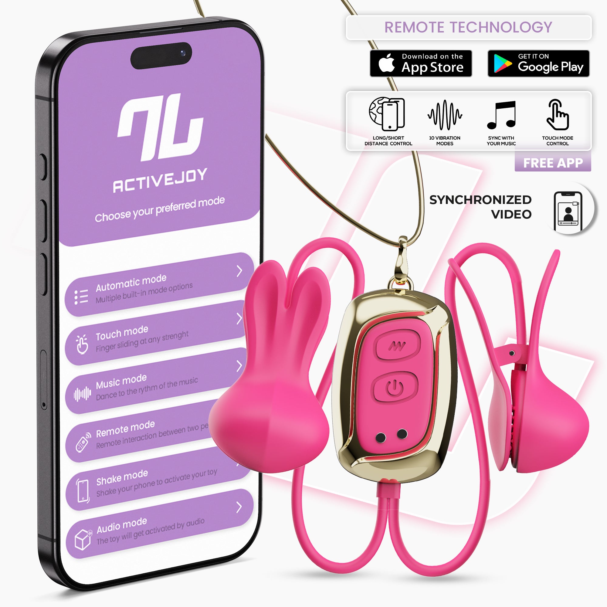INTOYOU APP SERIES Tickly Pinzas para Pezones con Vibración, Control y Collar con APP