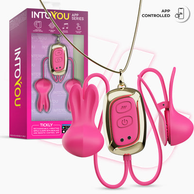Série INTOYOU APP : Pinces à tétons vibrantes et chatouilleuses avec contrôle par application et collier