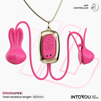 Série INTOYOU APP : Pinces à tétons vibrantes et chatouilleuses avec contrôle par application et collier