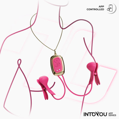 Série INTOYOU APP : Pinces à tétons vibrantes et chatouilleuses avec contrôle par application et collier