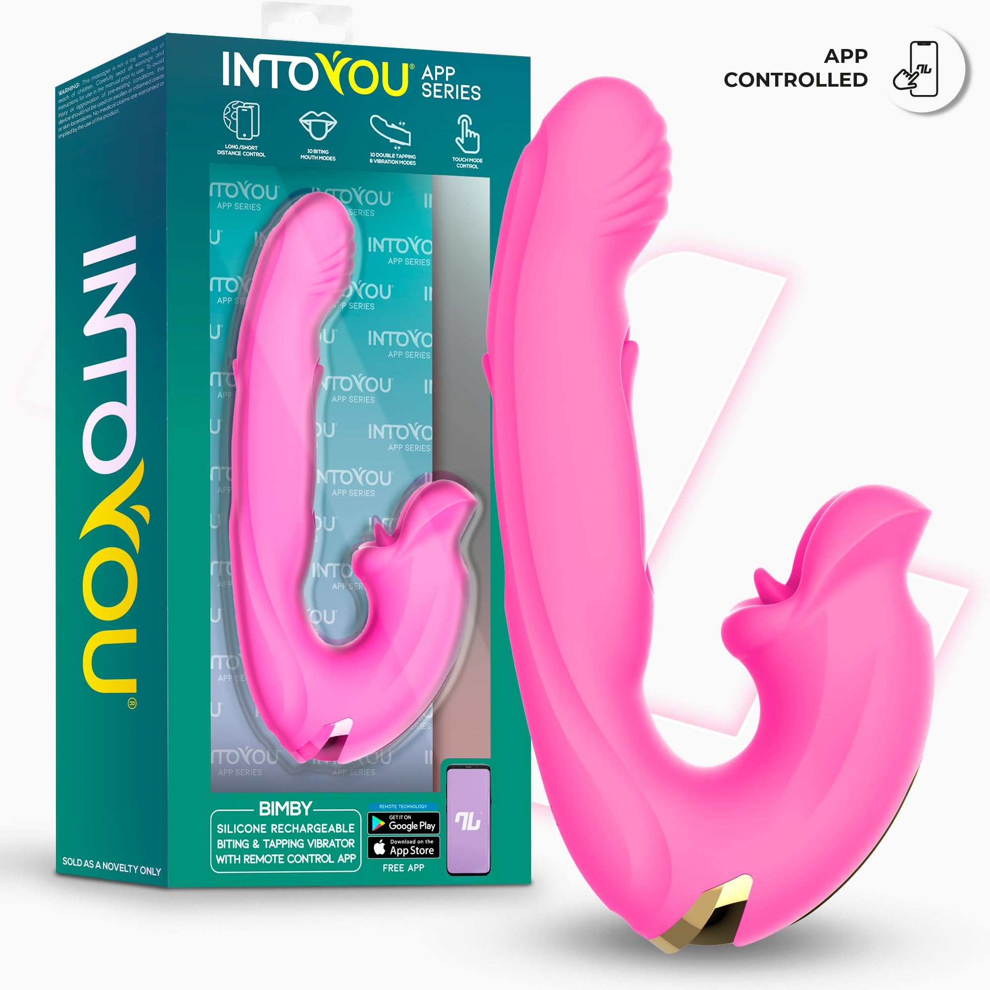 INTOYOU APP SERIES Bimby Vibrador con Mordisqueo y Lengua Doble Tapping con APP