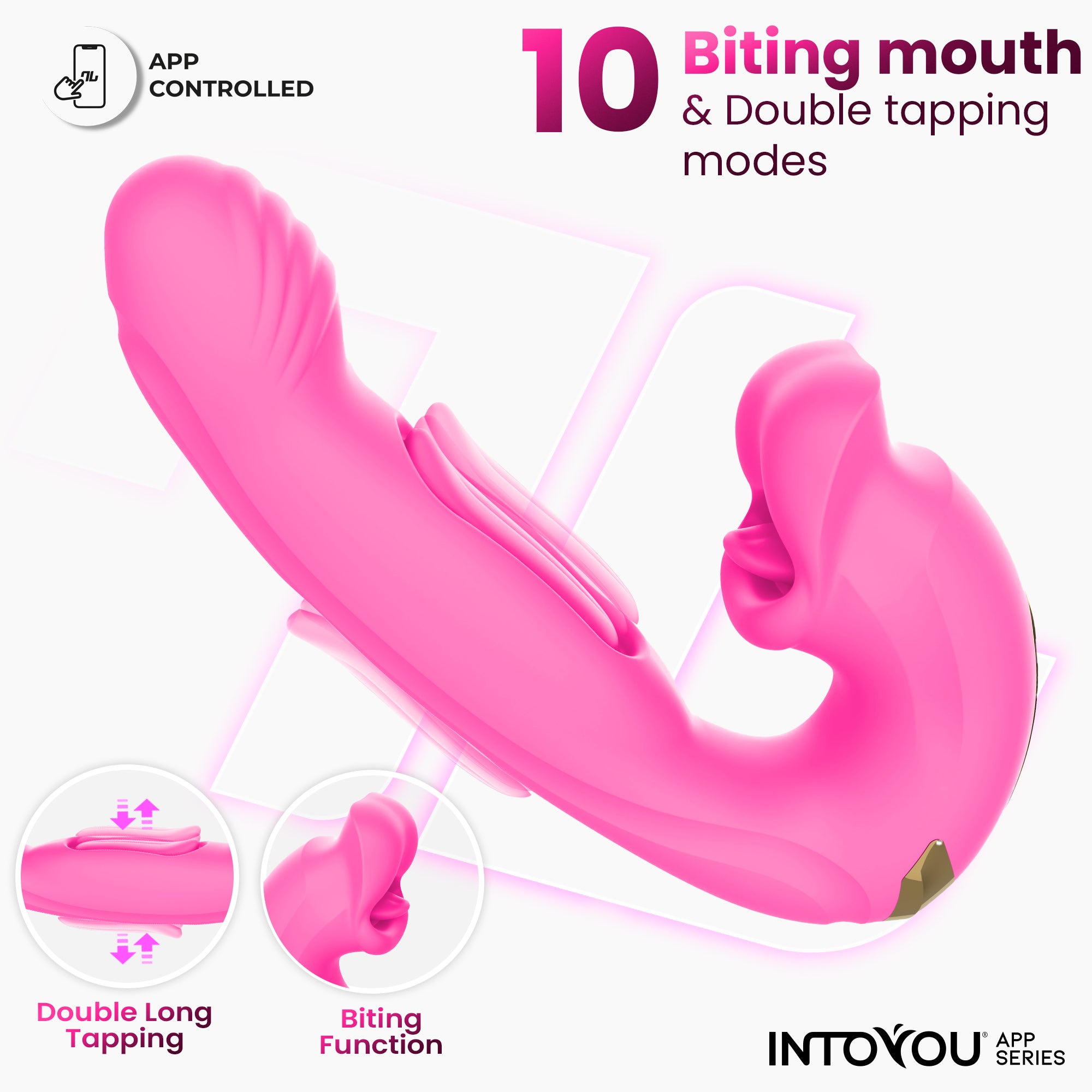 INTOYOU APP SERIES Bimby Vibrador con Mordisqueo y Lengua Doble Tapping con APP