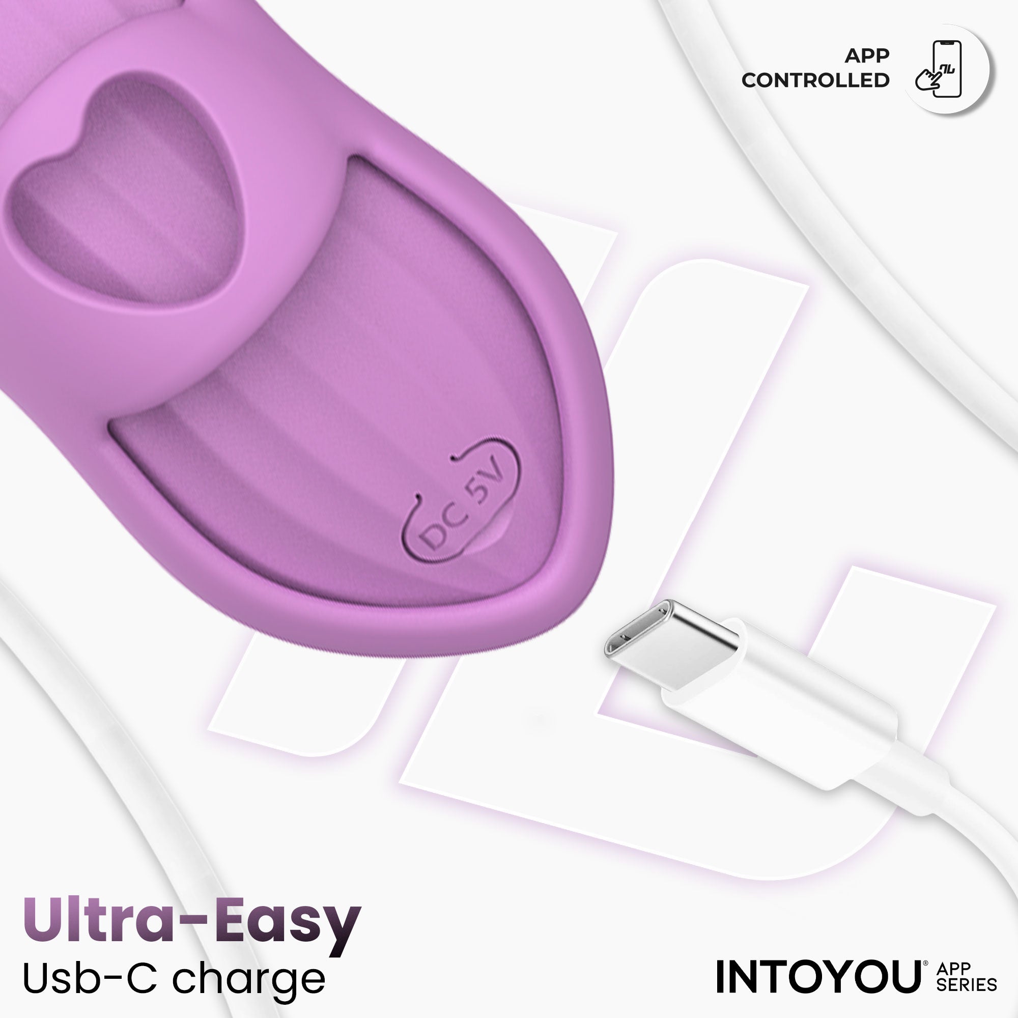 INTOYOU APP SERIES Laia Estimulador de Dedo con Calor y Funda con APP Lavanda