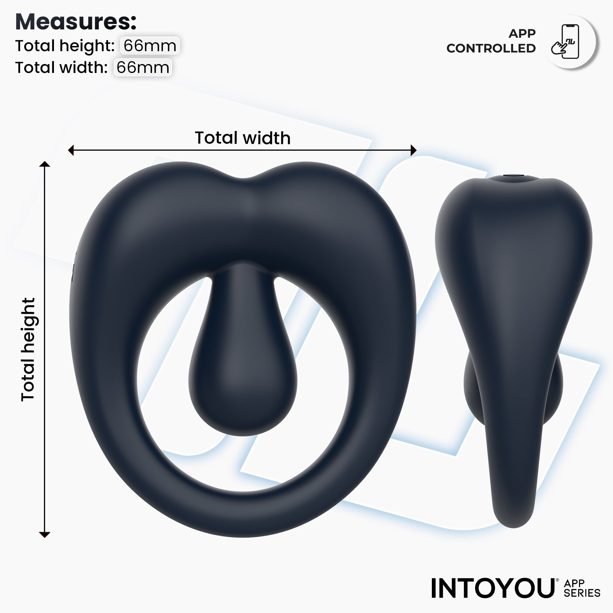 INTOYOU APP SERIES Kenny Anillo Vibrador con Estimulador de Clítoris y APP Azul Oscuro