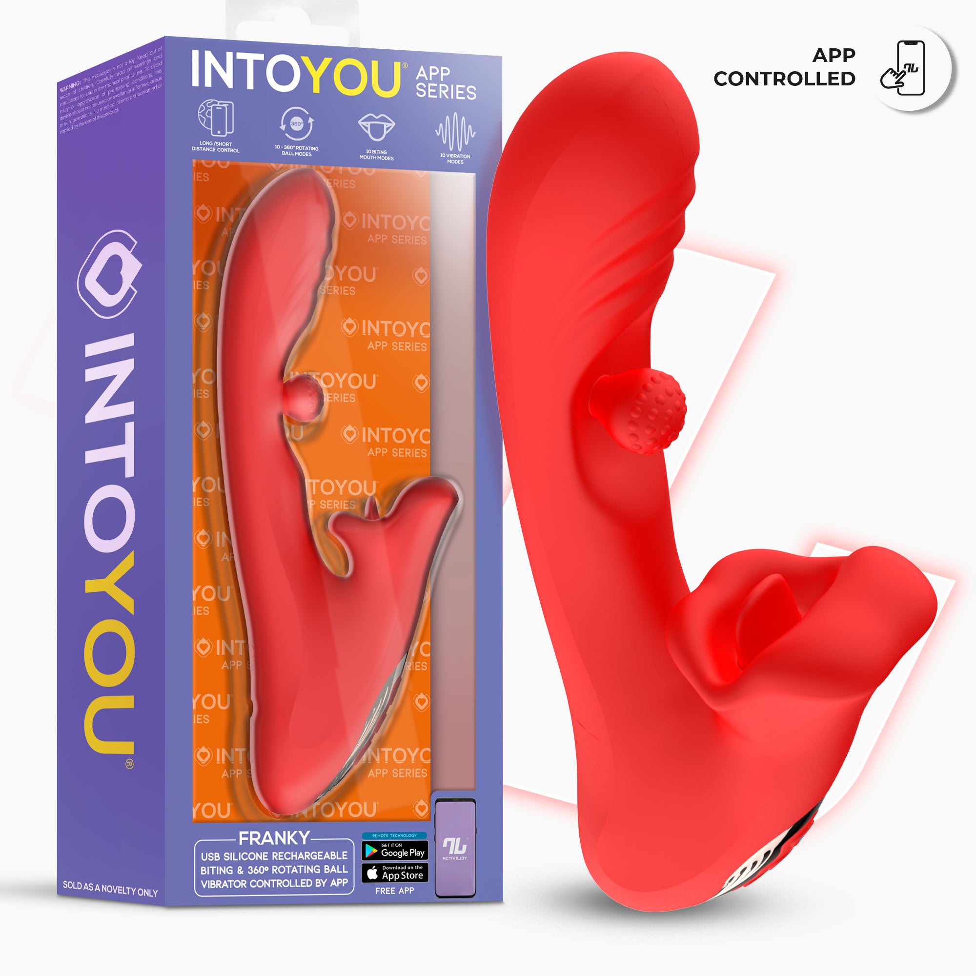 Franky Vibrador con Biting y Bola Rotativa con APP