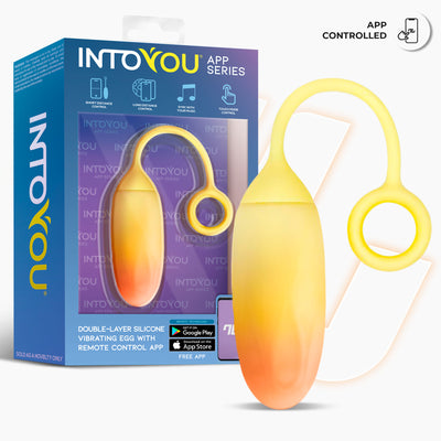 Œuf en silicone double couche INTOYOU APP SERIES avec application, jaune/orange