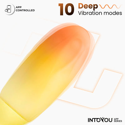 Œuf en silicone double couche INTOYOU APP SERIES avec application, jaune/orange