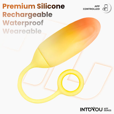 Œuf en silicone double couche INTOYOU APP SERIES avec application, jaune/orange