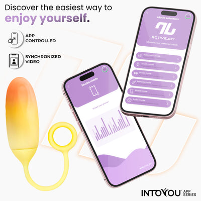 Œuf en silicone double couche INTOYOU APP SERIES avec application, jaune/orange