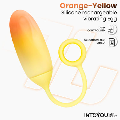 Œuf en silicone double couche INTOYOU APP SERIES avec application, jaune/orange