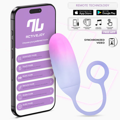 Œuf en silicone double couche INTOYOU APP SERIES avec application, bleu/rose