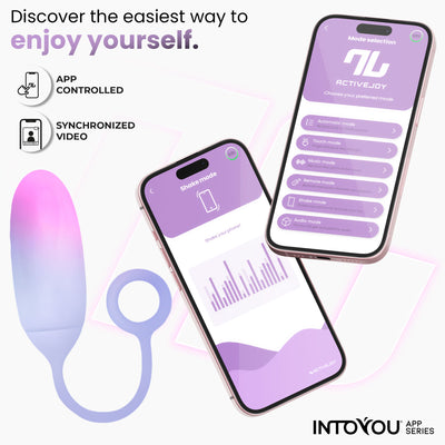 Œuf en silicone double couche INTOYOU APP SERIES avec application rose/bleu