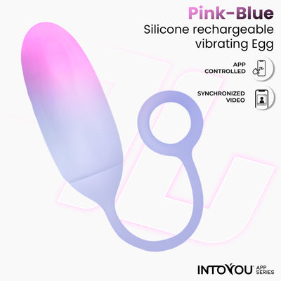 Œuf en silicone double couche INTOYOU APP SERIES avec application rose/bleu