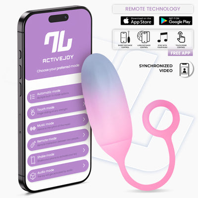 Œuf en silicone double couche INTOYOU APP SERIES avec application, bleu/rose