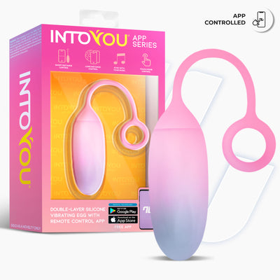 Œuf en silicone double couche INTOYOU APP SERIES avec application, bleu/rose