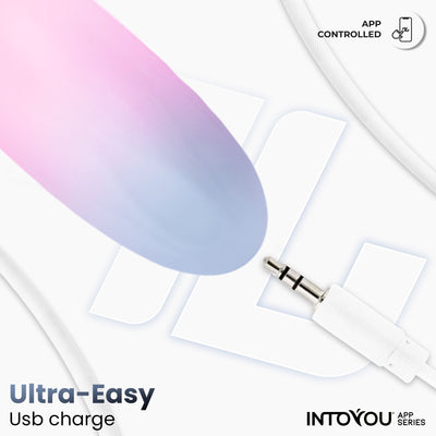 Œuf en silicone double couche INTOYOU APP SERIES avec application, bleu/rose