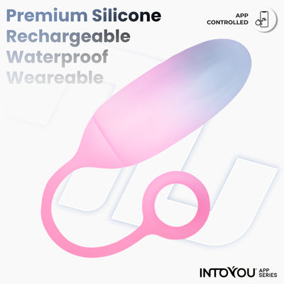 Œuf en silicone double couche INTOYOU APP SERIES avec application, bleu/rose