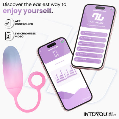 Œuf en silicone double couche INTOYOU APP SERIES avec application, bleu/rose