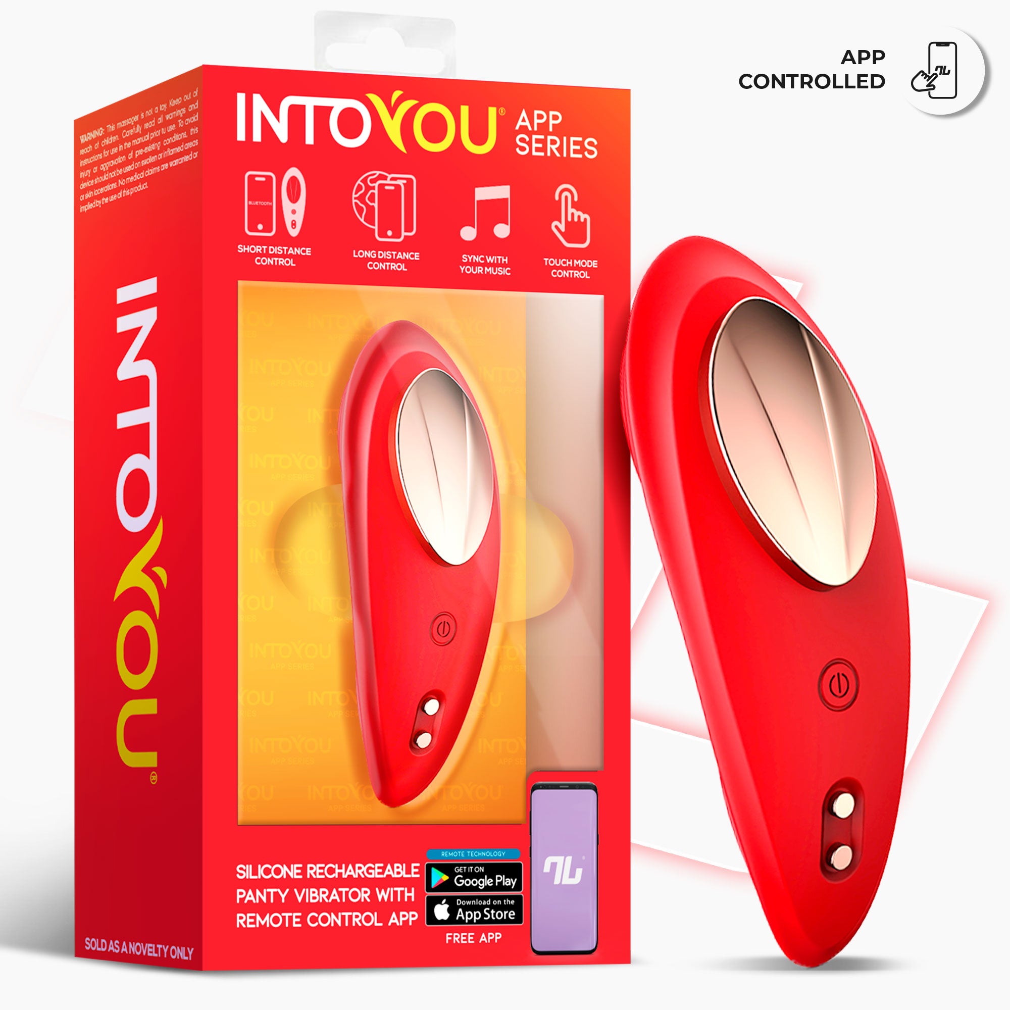 INTOYOU APP SERIES Vibrador de Braguita con APP Silicona Rojo