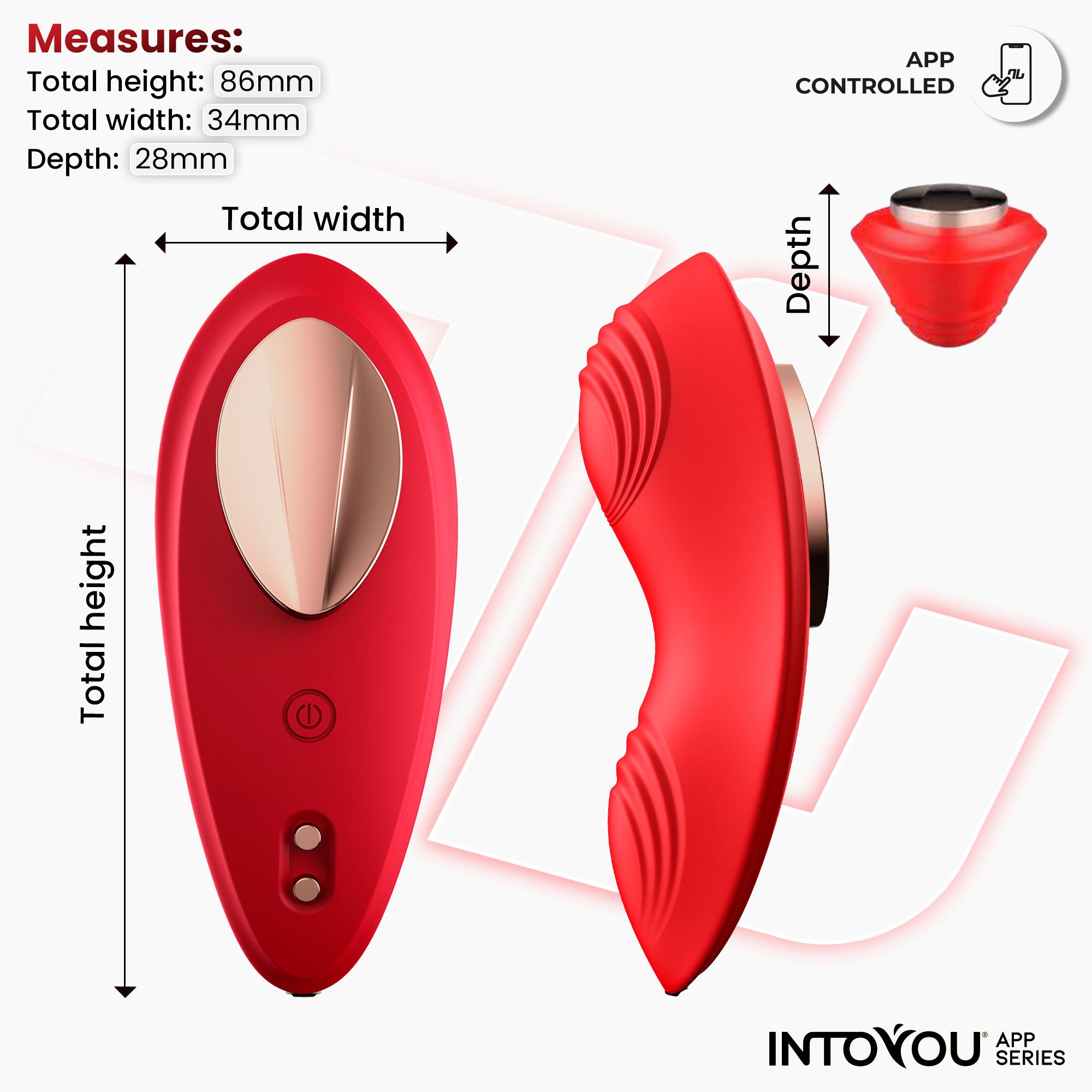 INTOYOU APP SERIES Vibrador de Braguita con APP Silicona Rojo