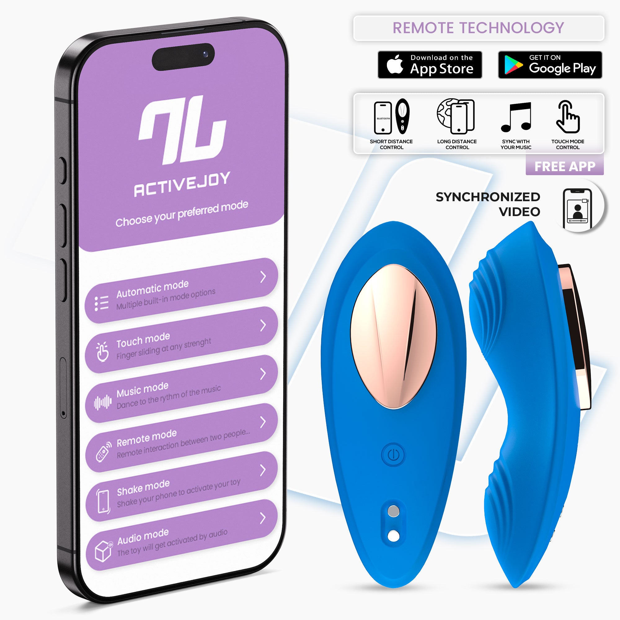 INTOYOU APP SERIES Vibrador de Braguita con APP Silicona Azul