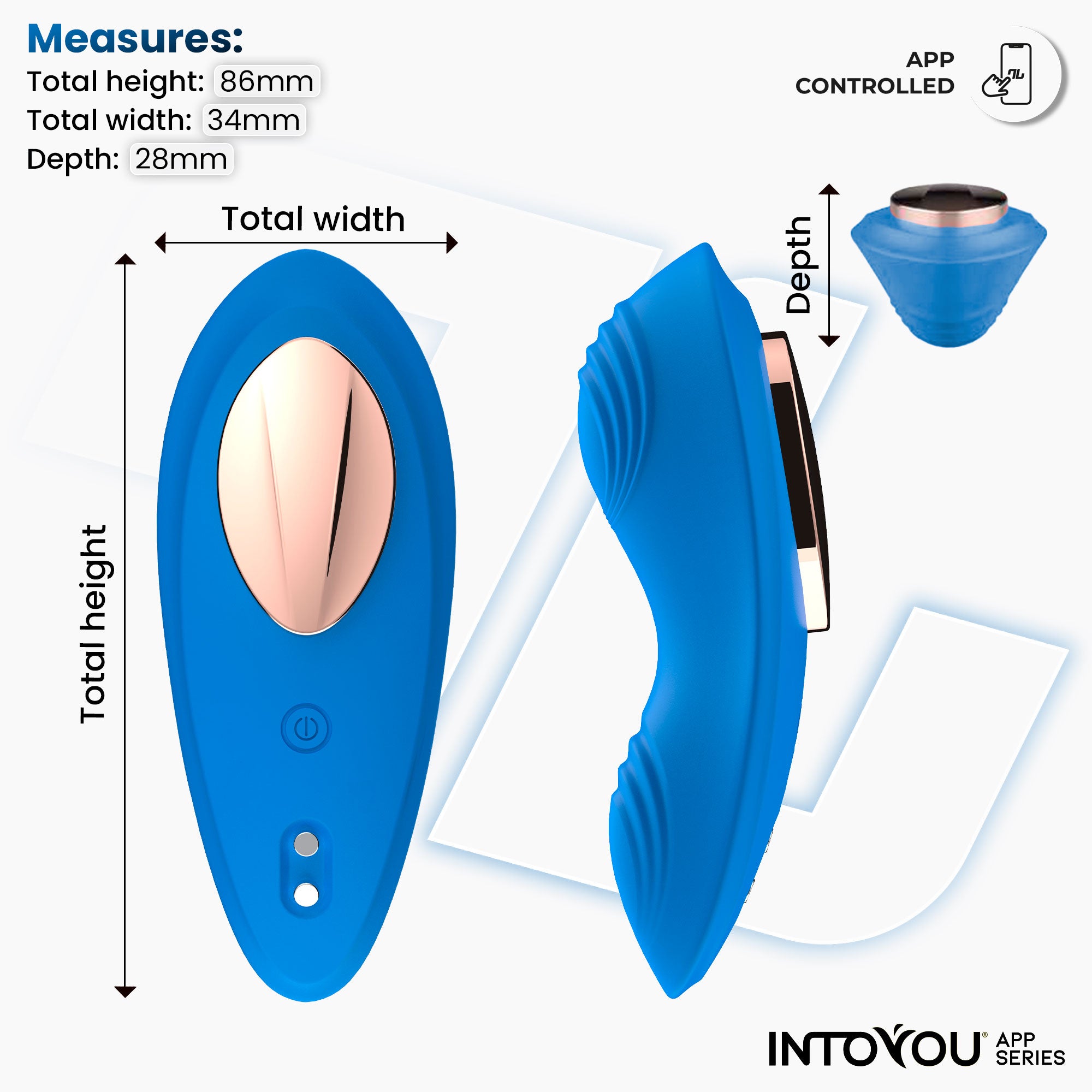 INTOYOU APP SERIES Vibrador de Braguita con APP Silicona Azul