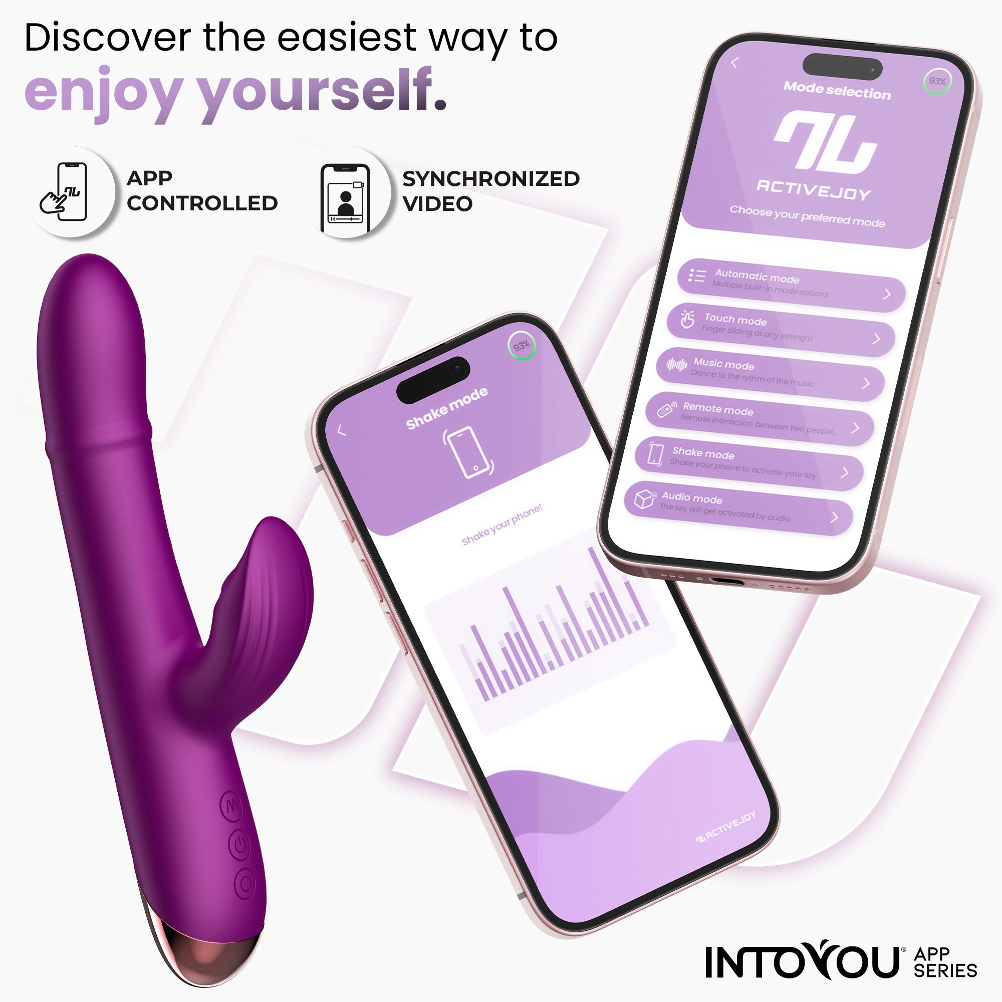 Vibromasseur Sendel de la série INTOYOU avec anneau à bille interne, mouvements de haut en bas et pulsations via l'application