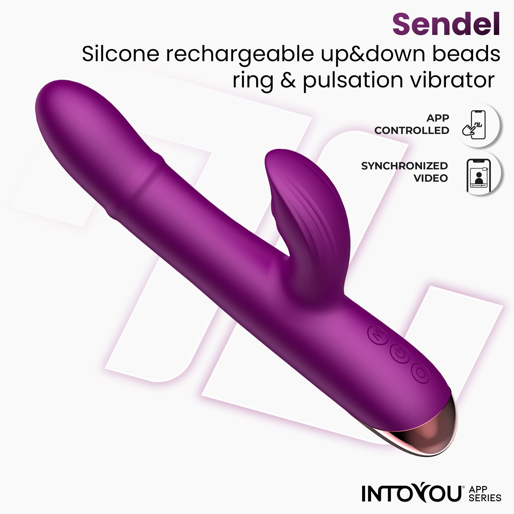 Vibromasseur Sendel de la série INTOYOU avec anneau à bille interne, mouvements de haut en bas et pulsations via l'application