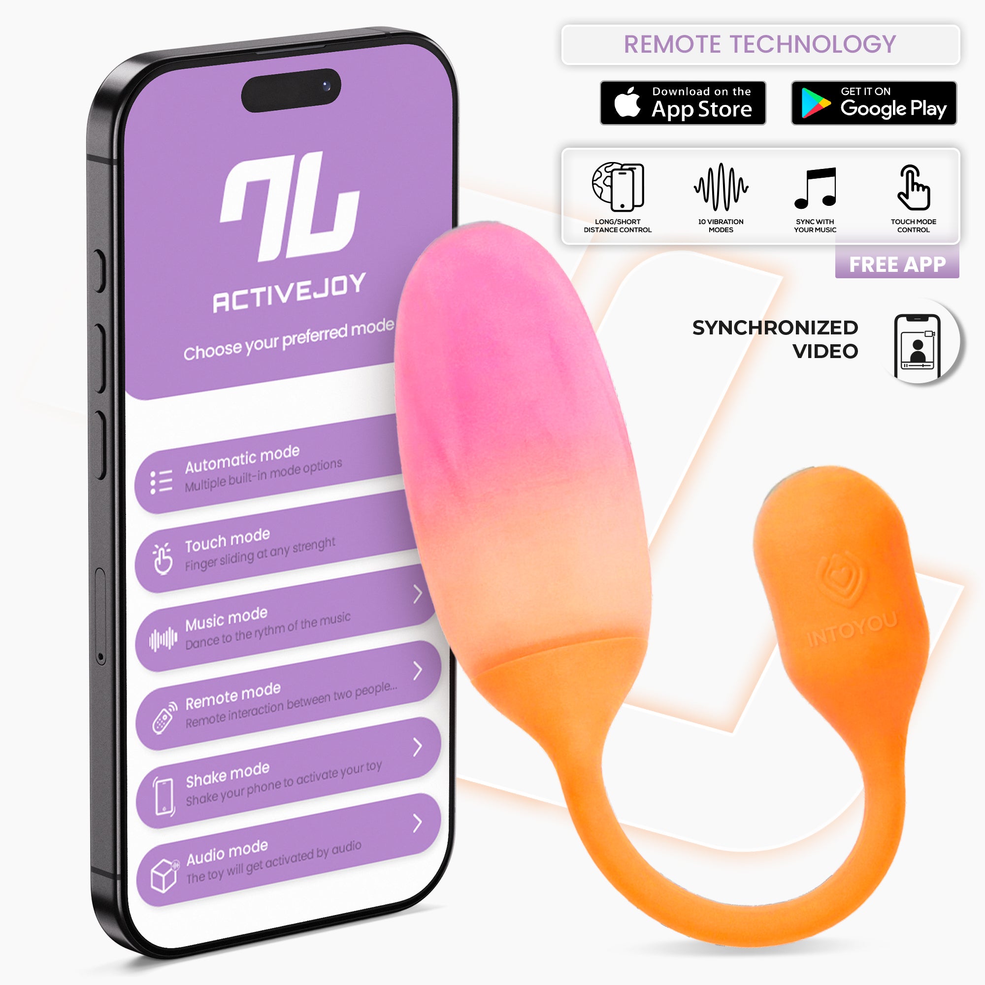 NexEgg Huevo Vibrador Silicona Doble capa App Beige/Rosa