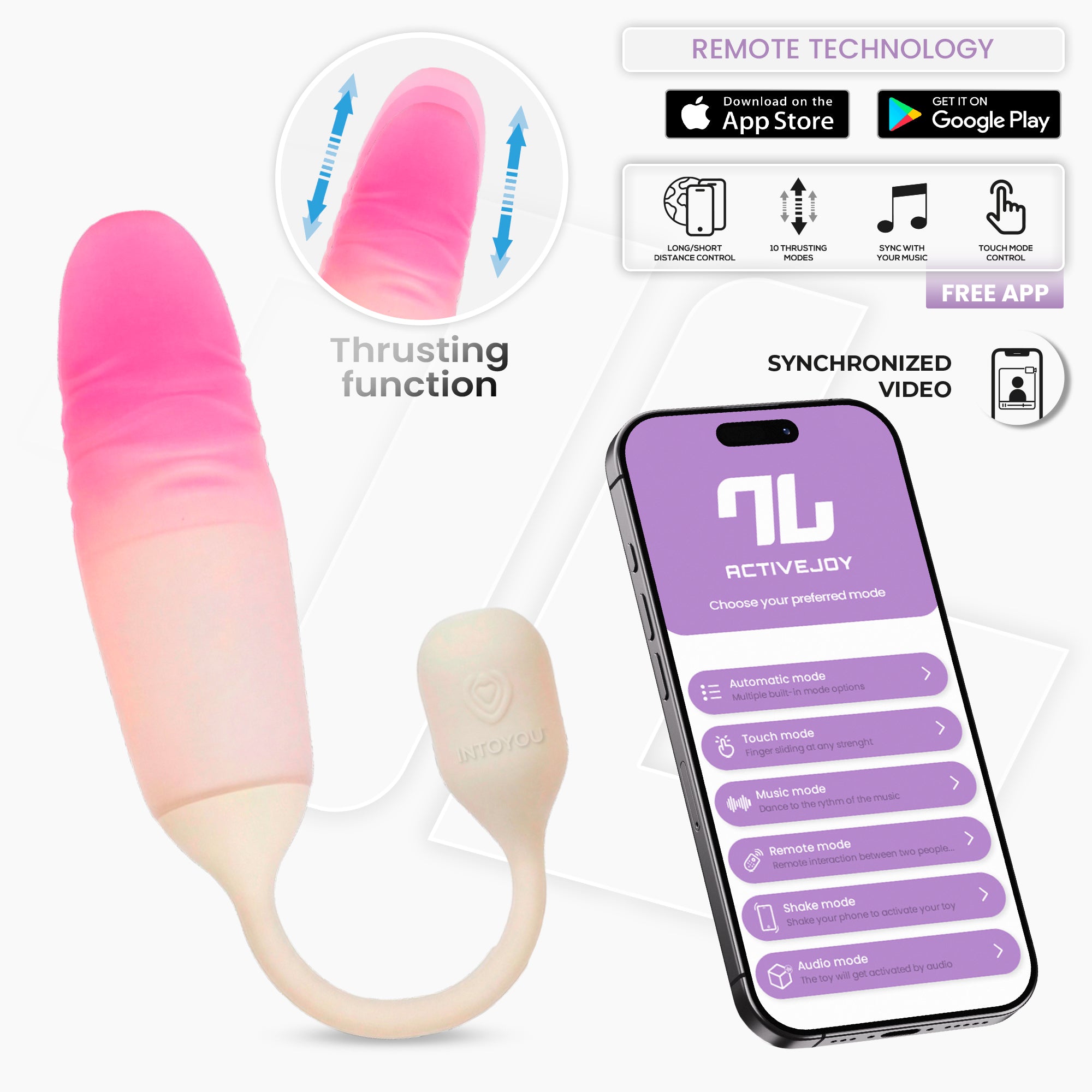 NexEgg Motion Huevo Vibrador con Thrusting App Rosa/Turquesa