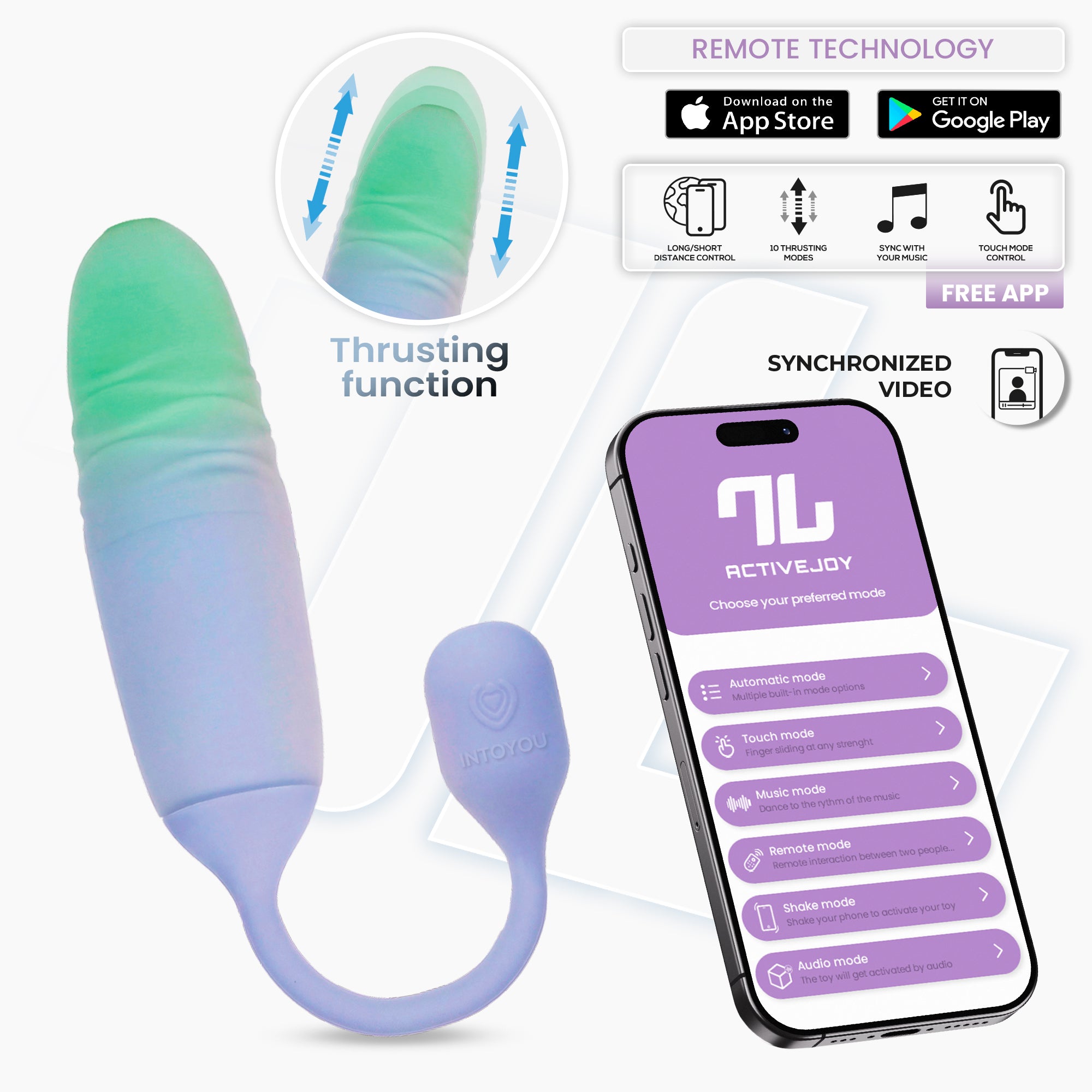 NexEgg Motion Huevo Vibrador con Thrusting App Rosa/Turquesa