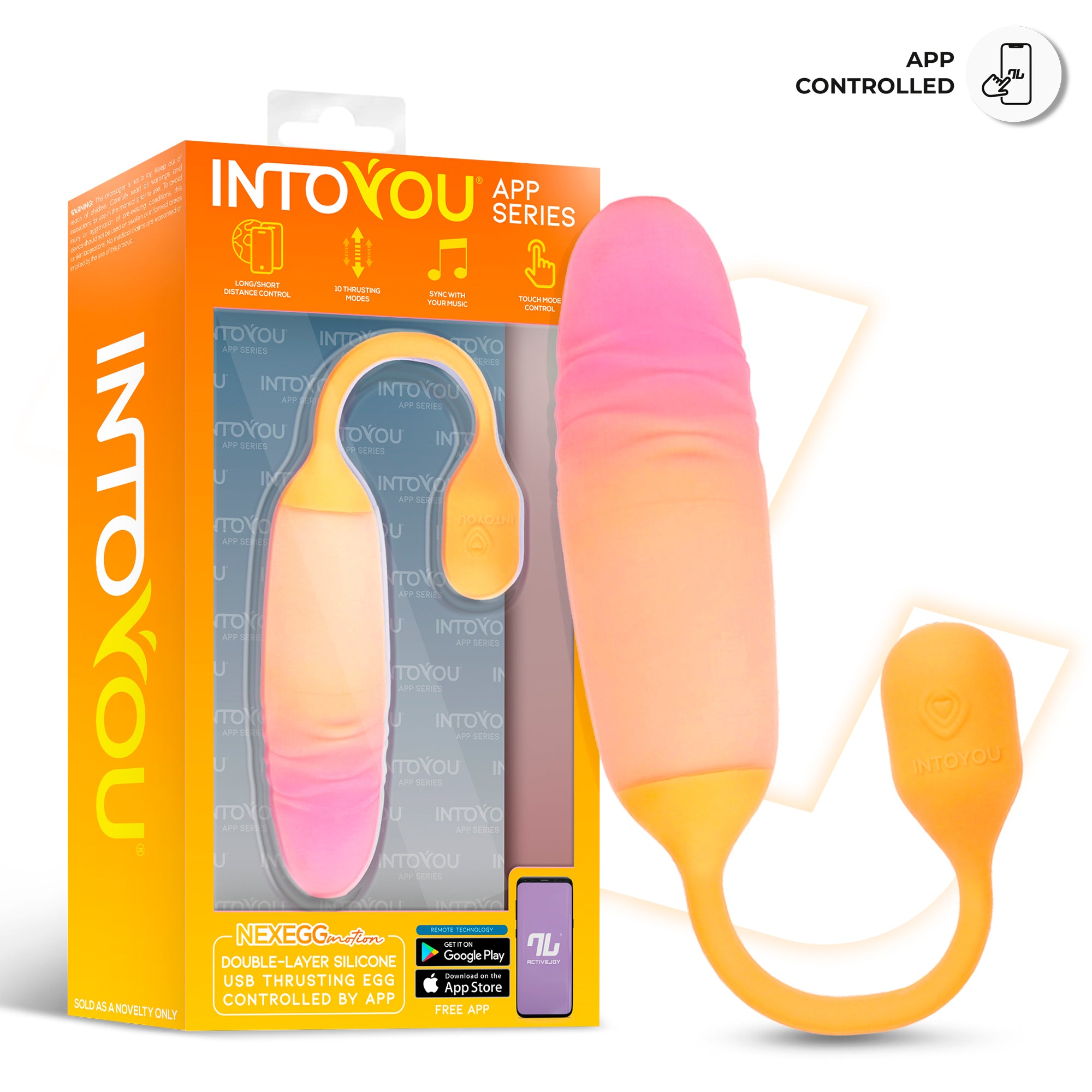 INTOYOU APP SERIES NexEgg Motion Huevo Vibrador con Thrusting App Naranja/Rosa