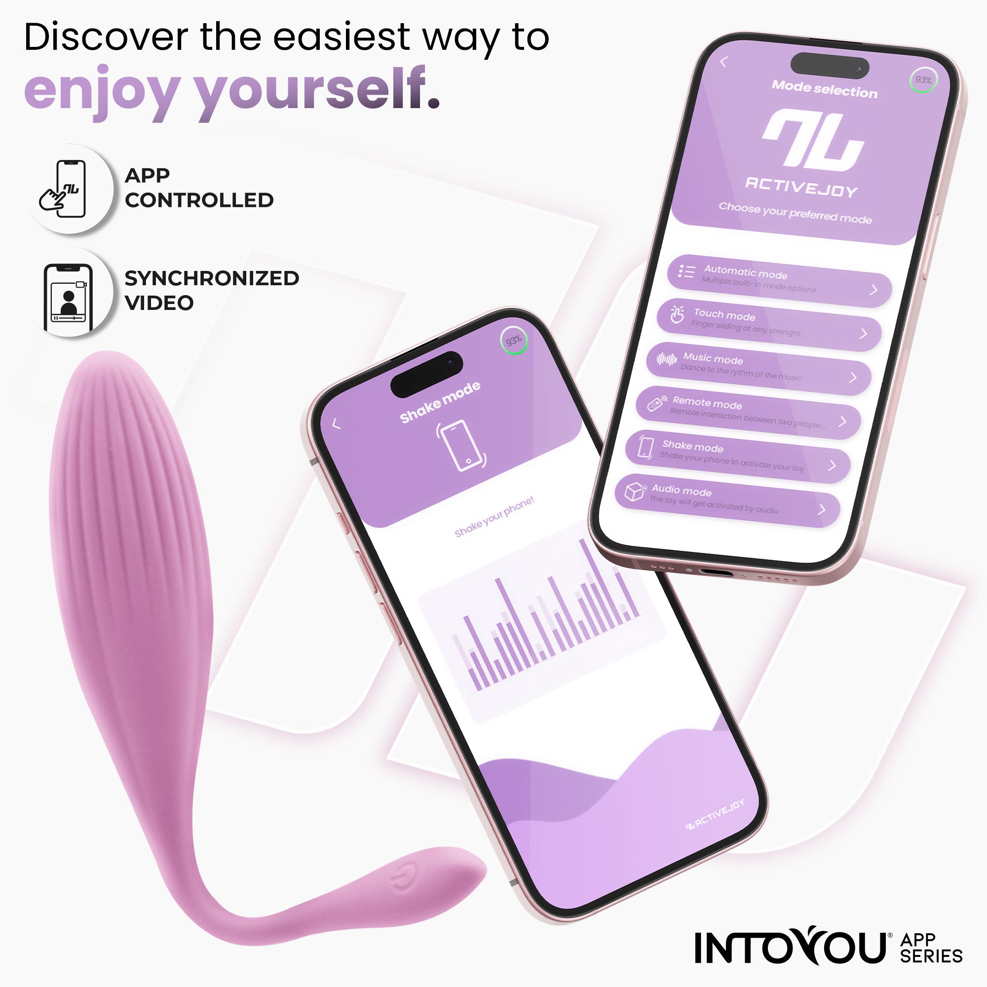Œuf vibrant INTOYOU APP SERIES avec billes internes, rotation et application USB