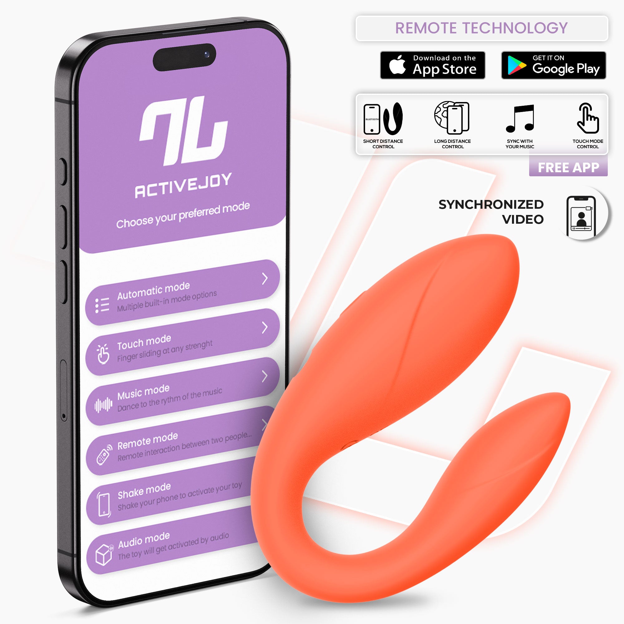 INTOYOU APP SERIES Juguete para Parejas con APP Flexible Silicona Lavanda