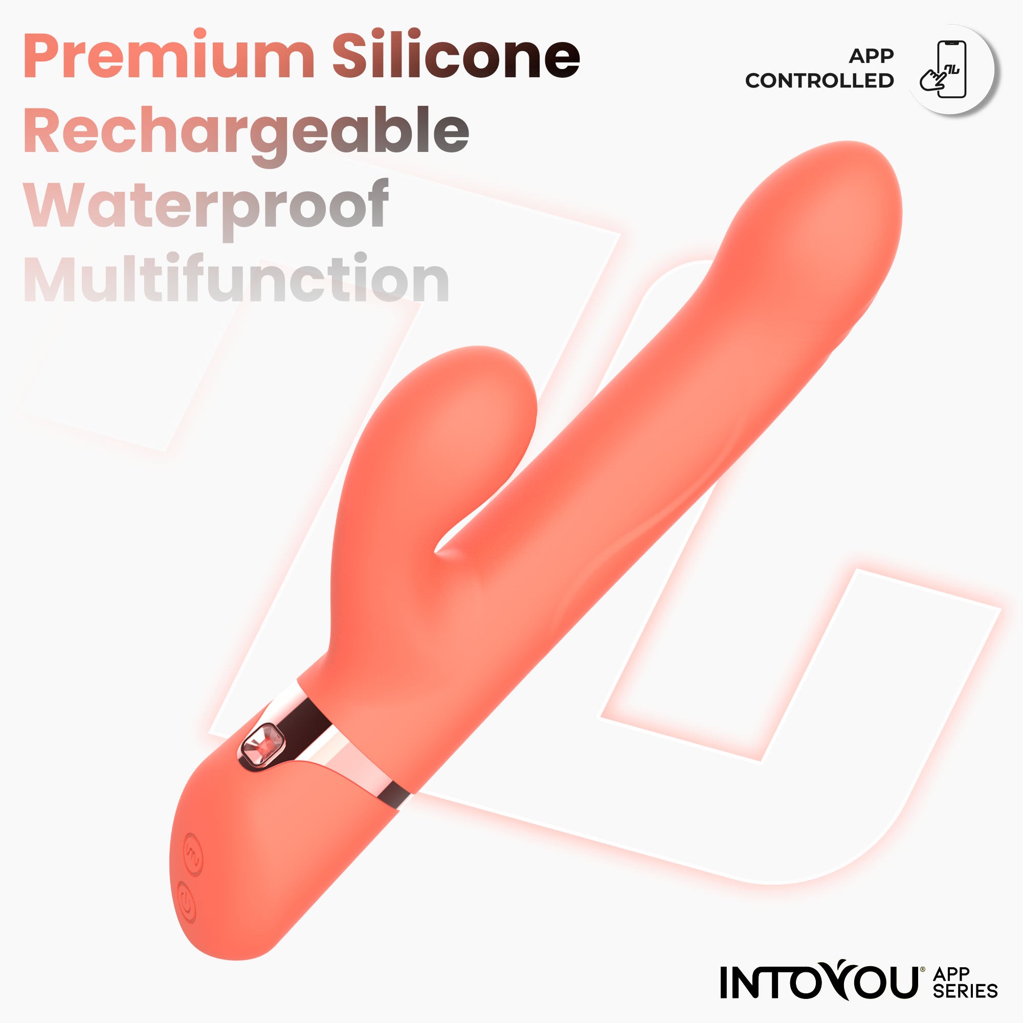 Vibromasseur Mindy de la série INTOYOU avec anneau à bille, mouvements de haut en bas, stimulation du doigt et pulsation via application