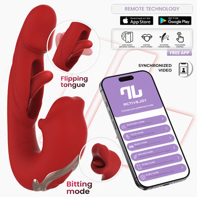 INTOYOU APP SERIES Vibromasseur buccal avec fonction de mordillement et de retournement et application