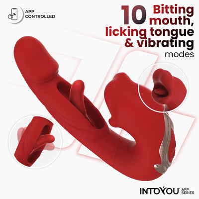 INTOYOU APP SERIES Vibromasseur buccal avec fonction de mordillement et de retournement et application